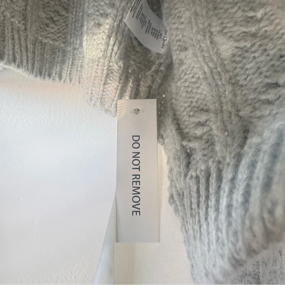 For Love and Lemons | BNWT Grey Lise Chunky Cropped Sweater w/ Ribbon Size Large - Picture 8 of 11
